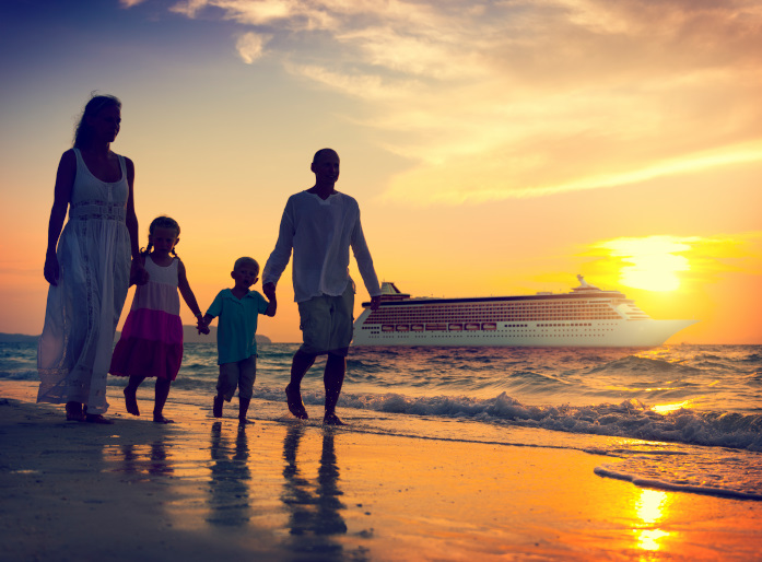Family Children Beach Cruise Ship Relaxation Concept